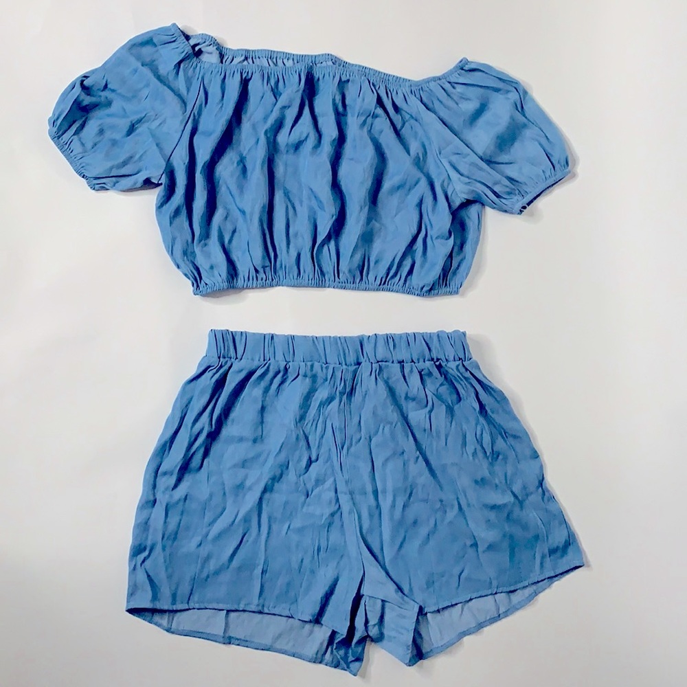 Drawstring Cropped Tee and Shorts